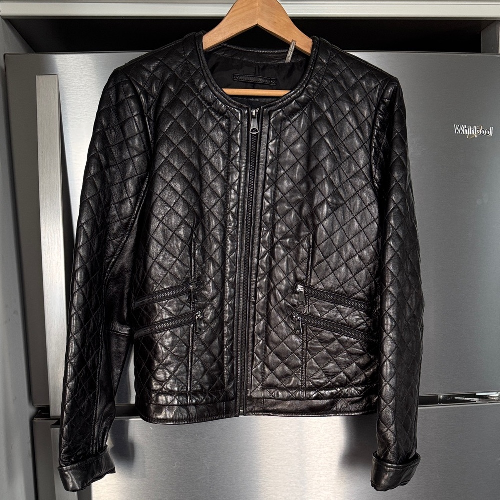 Andrew Marc Black Quilted Leather Jacket (NWOT)